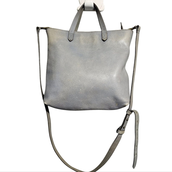 Madewell distressed Gray Leather crossbody Tote Bag - Picture 1 of 13
